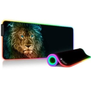 Tapete Pad Subblim LED Leão RGB 9 Cores Extra Grande Preto