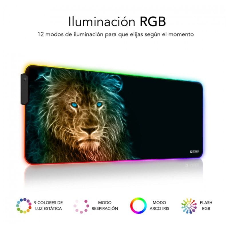 Alfombrilla Subblim LED León RGB 9 Colores Extra Grande Negro - Ítem2