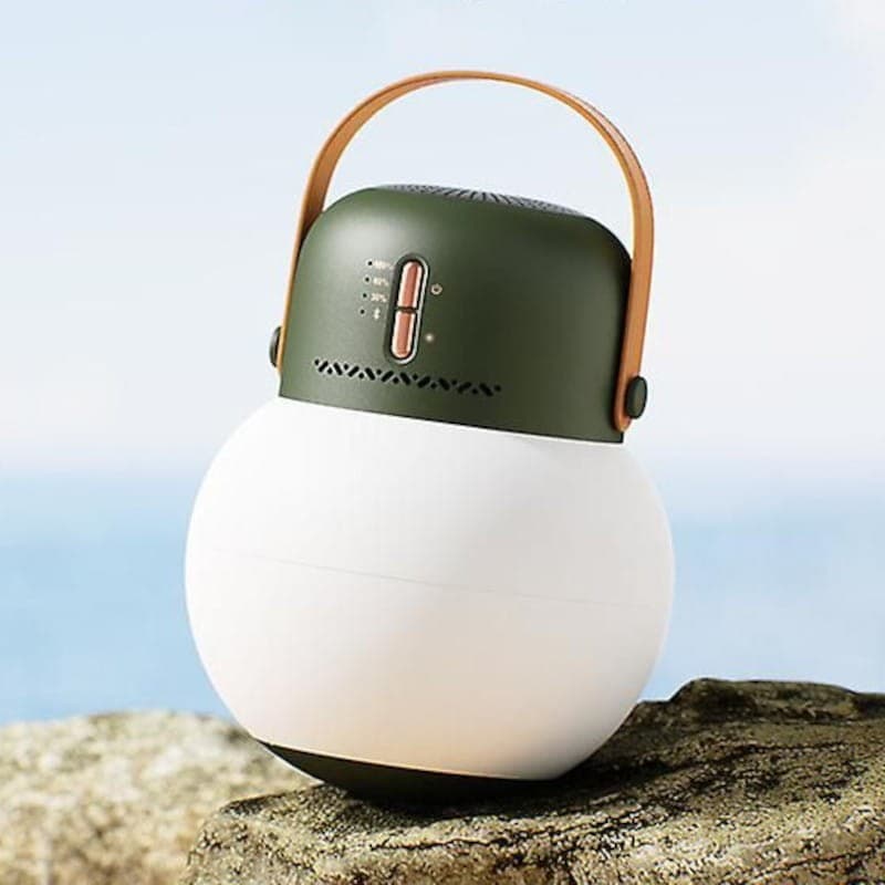 Vista frontal de Altavoz para Camping Tumbler Portable Audio Listen Camp Lite Sothing Verde