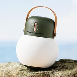 Vista frontal de Altavoz para Camping Tumbler Portable Audio Listen Camp Lite Sothing Verde