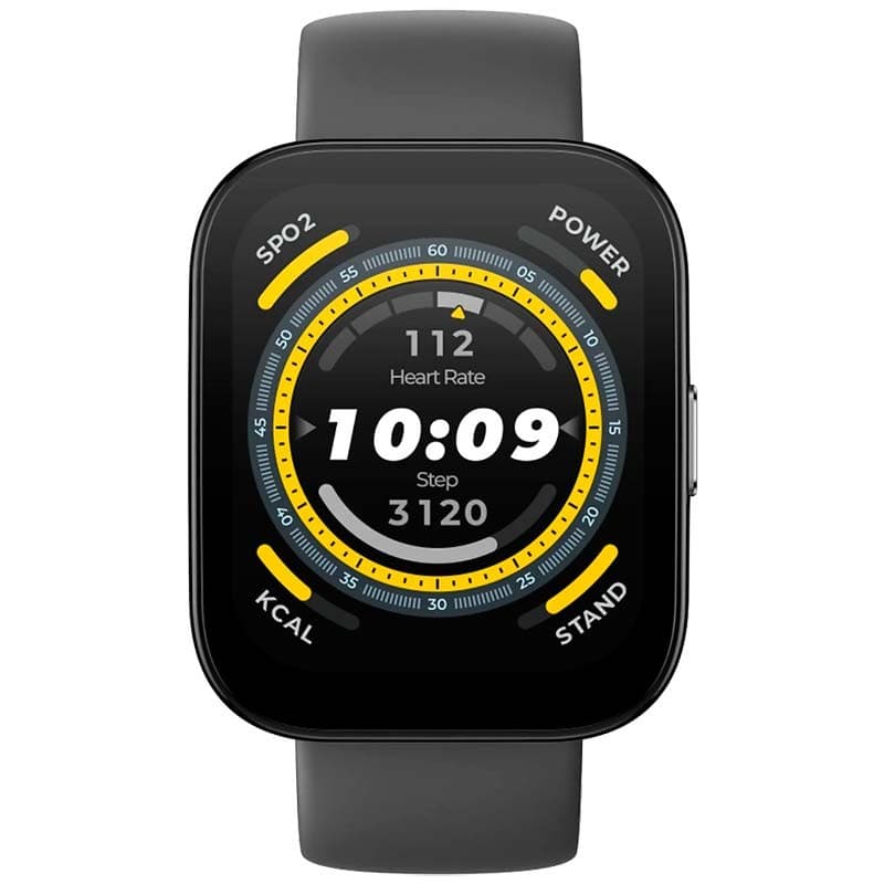 Vue avant de la montre intelligente Amazfit Bip 5 Noir