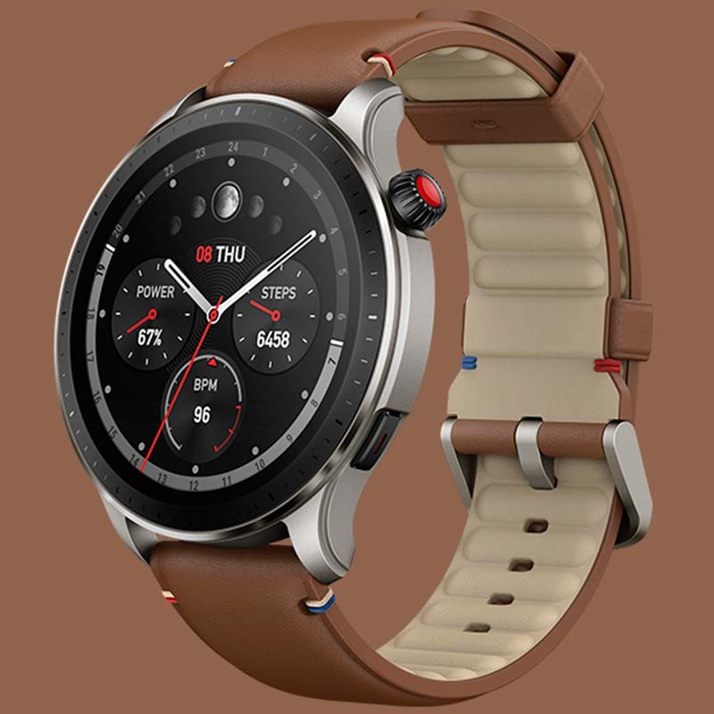 Correa De Cuero Vintage Leather Para Amazfit Gtr 4 Negro con