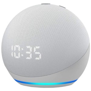 Amazon Echo Dot 4 Gen avec horloge blanc - Haut-parleur intelligent Alexa