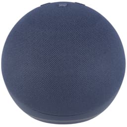 Amazon Echo Dot 5. Gen Blue Alexa haut-parleur bleu sphérique, maille fine, boutons supérieurs discrets, anneau lumineux inférieur, design compact élégant