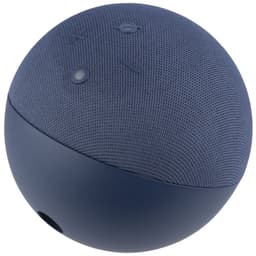 Amazon Echo Dot 5. Gen Blue Alexa, enceinte sphérique bleue avec tissu maillé, boutons volume et action en relief, base lisse avec port circulaire