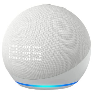 Amazon Echo Dot (5. Gen) Blanc avec Horloge - Assistant Smart Home