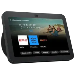 Amazon Echo Show 8 3ª Gen gris antracita con pantalla táctil, cámara superior centrada, biseles delgados y soporte multimedia como Netflix y Prime Video