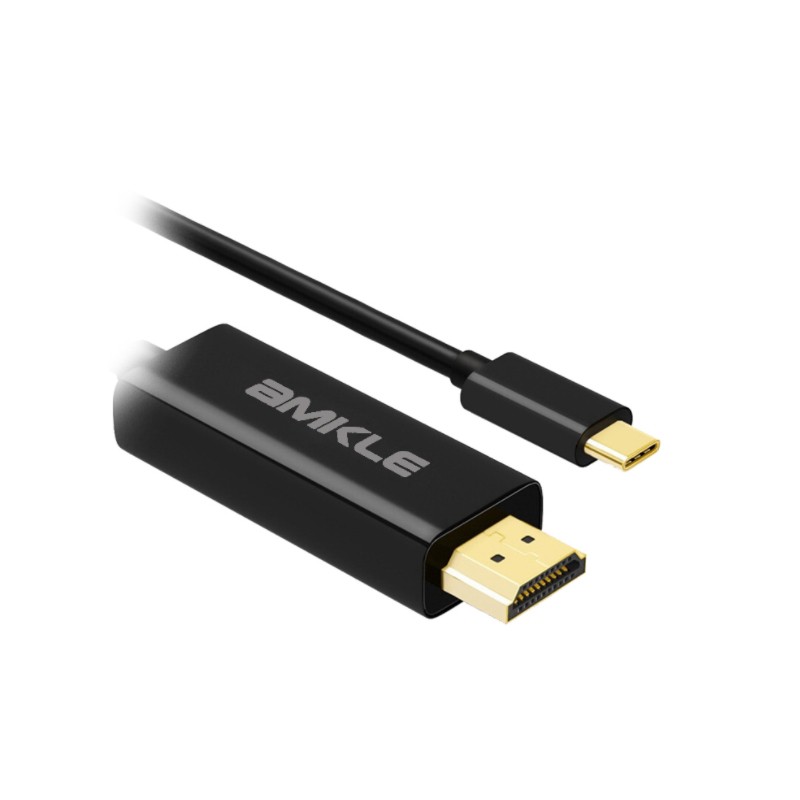Amkle Cable USB Tipo C 3.1 a HDMI 2.0 Macho 1.8m - Detalle de los conectores; HDMI 2.0 y USB-C 3.1