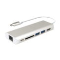 Amkle Hub Multipuerto USB Tipo C 3.1 con 2 x USB 3.0 / Puerto HDMI 2.0 Hembra / LAN / USB Tipo C 3.1 / Slot Tarjeta SD - Interfaz vista por delante - Ítem
