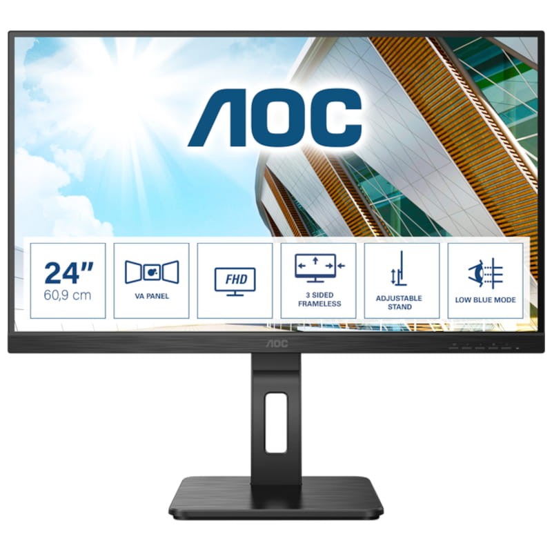 AOC 24P2QM 23.8 WLED FHD Panel VA Multimedia Negro - Monitor PC - Ítem