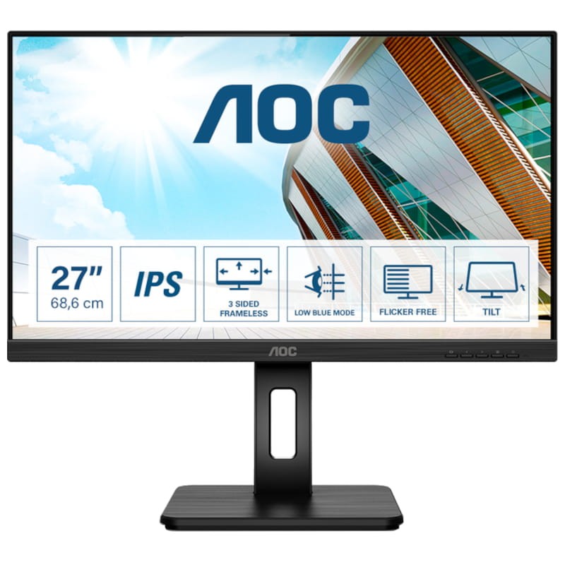 AOC 27P2Q 27 Full HD IPS 75Hz Flat Flicker-Free Black - Monitor de PC - Item