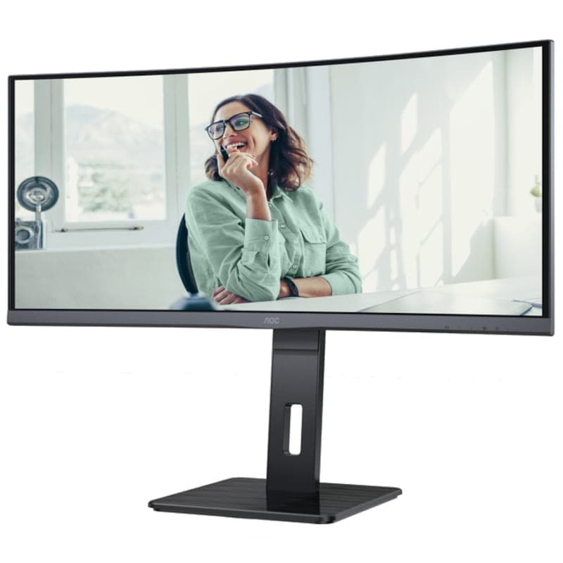 AOC CU34P3CV 34 UltraWide Quad HD VA Curvo Preto - Monitor de PC Vista Frontal Lado Esquerdo