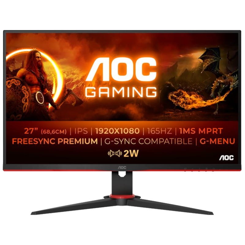 AOC G2 27G2SPAE/BK 27 Full HD IPS 165 Hz FreeSync Preto Vermelho - Monitor de jogos - Item