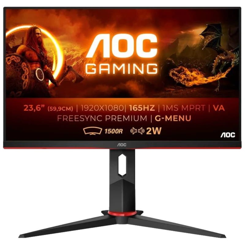 AOC G2 C24G2AE/BK 23.6 FullHD VA Curvo 165Hz FreeSync Premium Vermelho - Monitor Gaming - Item
