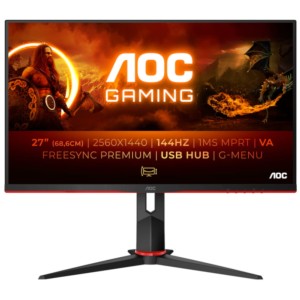 AOC G2 Q27G2U/BK 27 Quad HD VA AMD FreeSync Premium Preto - Monitor PC