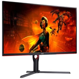 AOC G3 U32G3X/BK LED 31,5 4K UHD Adaptive Sync Preto, Vermelho - Monitor PC Vista frontal lado direito