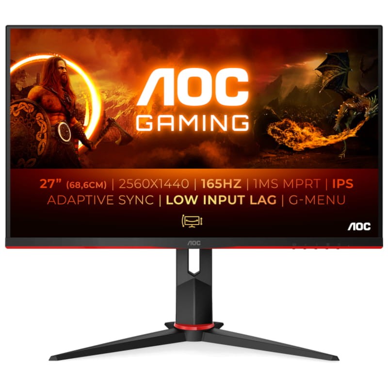 AOC Q27G2S/EU 27 2K QHD IPS 165 Hz G-Sync Preto Vermelho - Monitor de Computador - Item