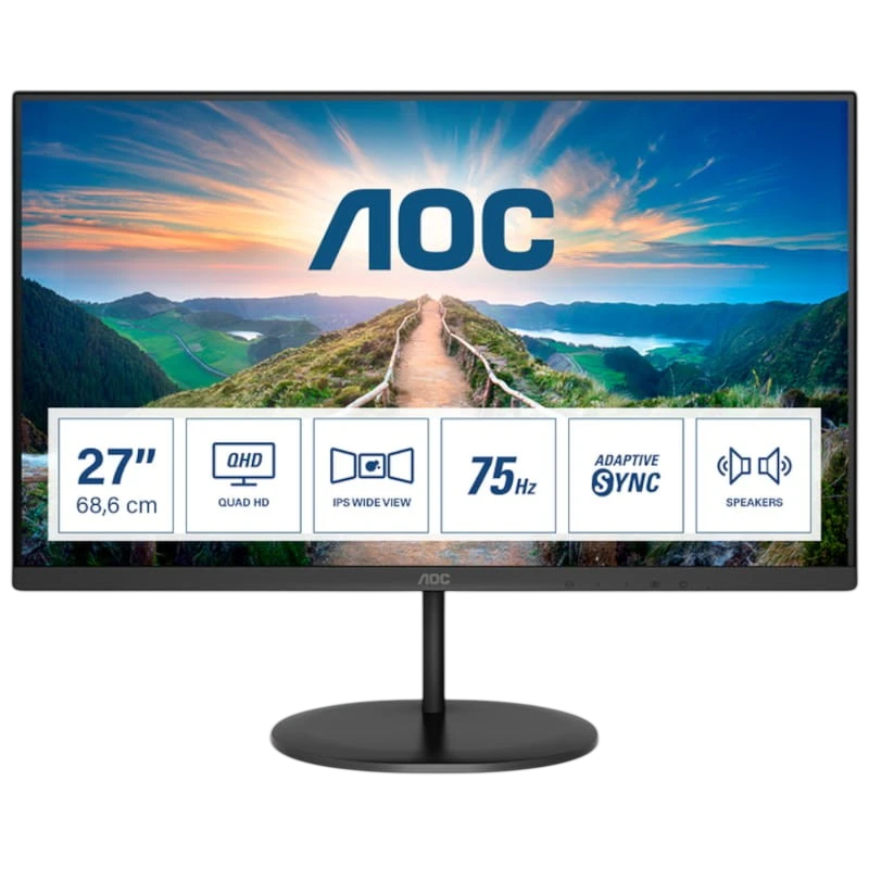 AOC V4 Q27V4EA 27 2K UltraHD IPS Preto - Monitor PC - Item