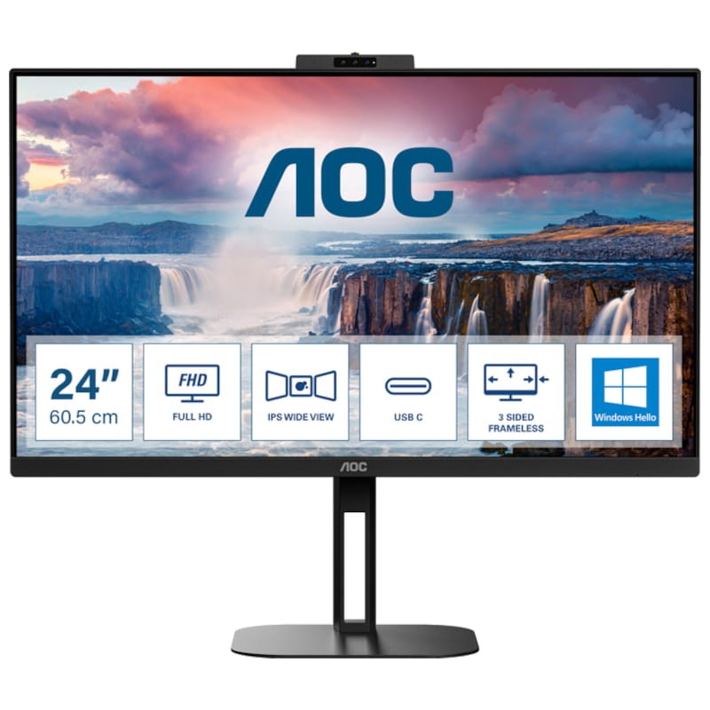 AOC V5 24V5CW 23.8 FullHD IPS Freesync Webcam Negro - Monitor PC - Ítem