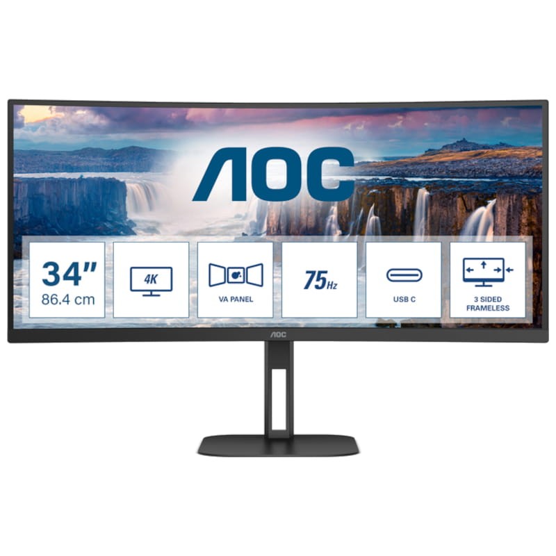 AOC V5 CU34V5C/BK 34 WQHD VA UltraWide Curvo 100 Hz FreeSync Negro - Monitor PC - Ítem
