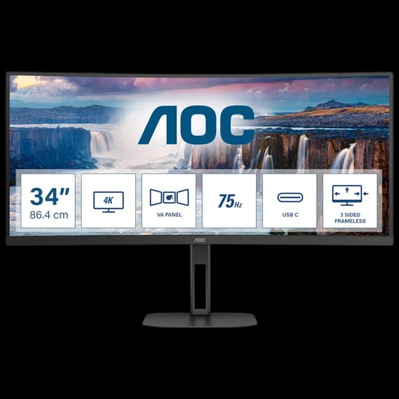 AOC V5 CU34V5C/BK 34 WQHD VA UltraWide Incurvé 100 Hz FreeSync Noir - Moniteur PC