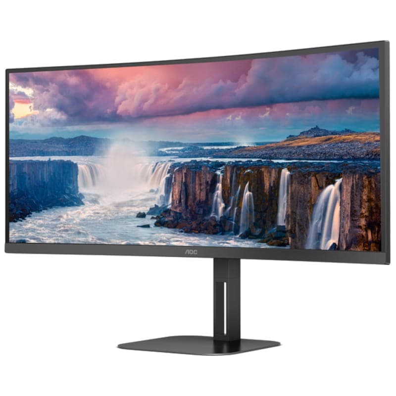 AOC V5 CU34V5C LED 34 Wide Quad HD VA 100 Hz FreeSync Noir - Moniteur PC vue avant côté gauche