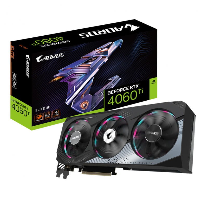 Gigabyte AORUS GeForce RTX 4060 Ti ELITE 8G NVIDIA 8 GB GDDR6 Preto - Placa gráfica - Item