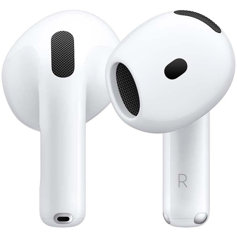 vista frontal e traseira dos Apple AirPods 4