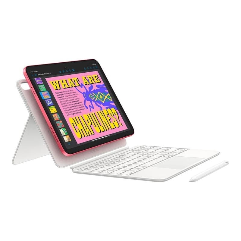 Apple iPad 2025 11" 128GB WiFi iPadOS 18 Rosa sobre el Magic Keyboard Folio