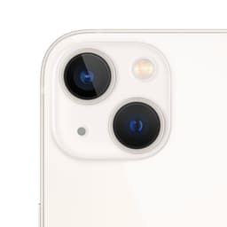 iPhone 13 256GB Branco Renovado Condição excelente; close da traseira com duas câmeras diagonais, flash True Tone e acabamento branco brilhante