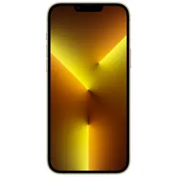 iPhone 13 Pro Max 128GB dourado renovado em condição excelente, tela grande com bordas finas, notch superior e display OLED com gradiente dourado brilhante
