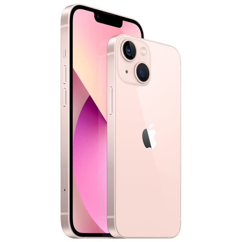 iPhone 13 256GB Rose Reconditionné - vue avant et arrière du téléphone en rose