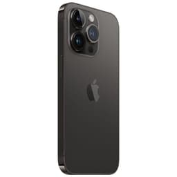 iPhone 14 Pro Noir Sidéral, 256 Go, reconditionné excellent état : dos verre noir, châssis acier inox, triple capteur pro avec grand module caméra.