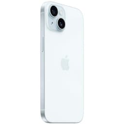 iPhone 15 5G 256Go, bleu, bords plats alu, dos verre brillant, double appareil photo arrière large+ultra‑grand‑angle, état excellent, modèle Renewed
