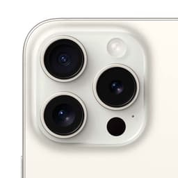 Module photo iPhone 15 Pro Titane blanc: triple capteur grand format, objectif périscopique, flash LED et capteur LiDAR, finition premium Renewed Excellent.