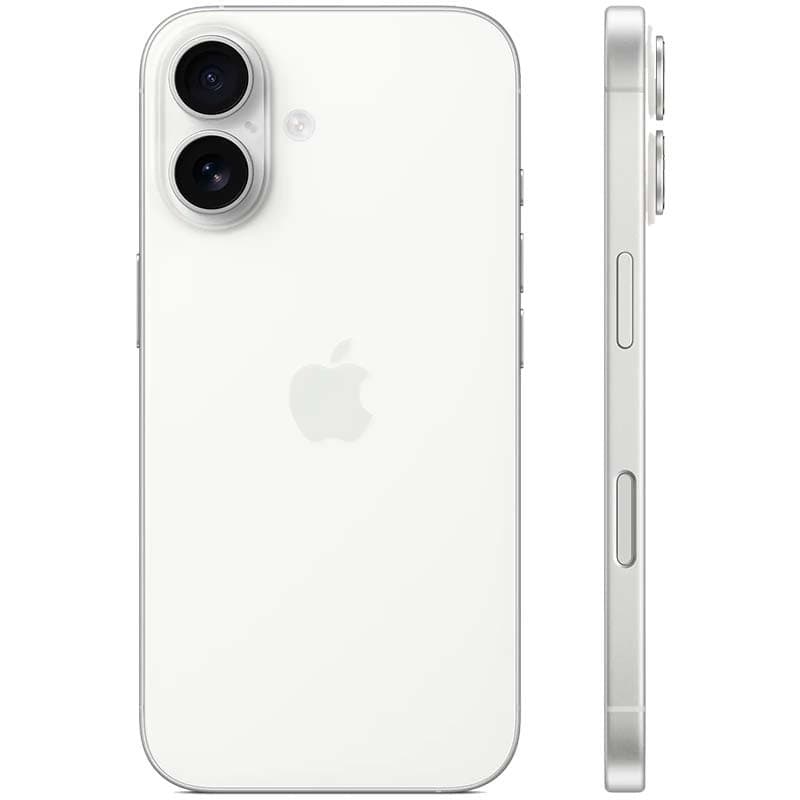 vista trasera y lateral del Teléfono móvil Apple iPhone 16 Plus 5G 256GB Blanco