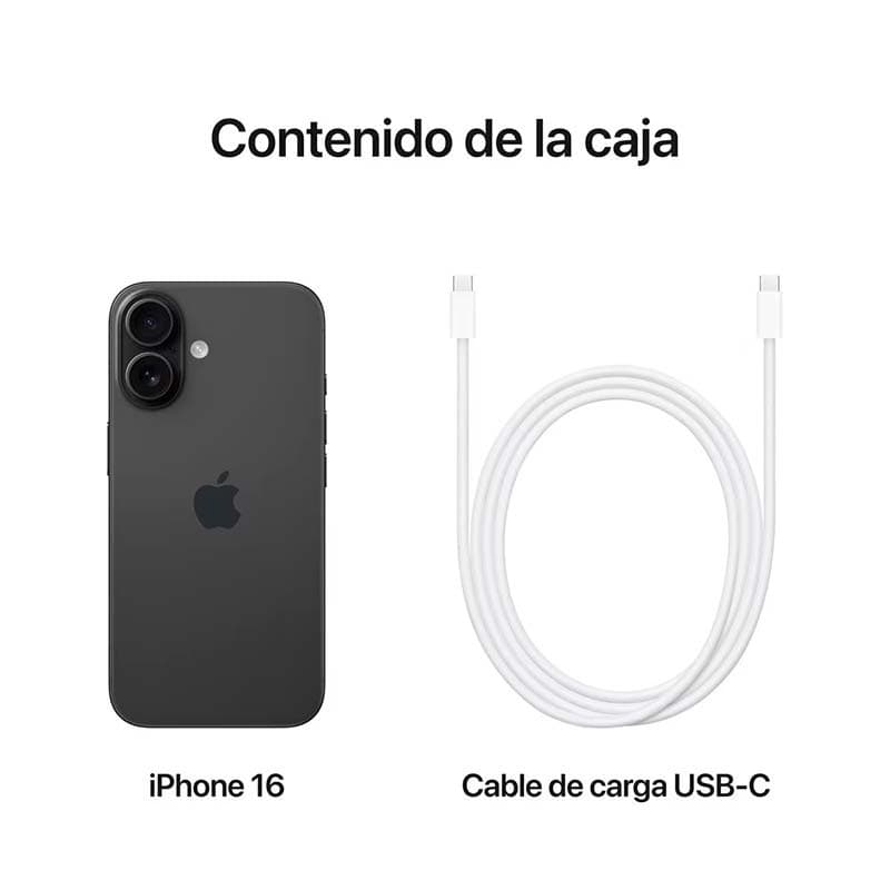 contenido del embalaje del Teléfono móvil Apple iPhone 16 Plus 5G 256GB Negro