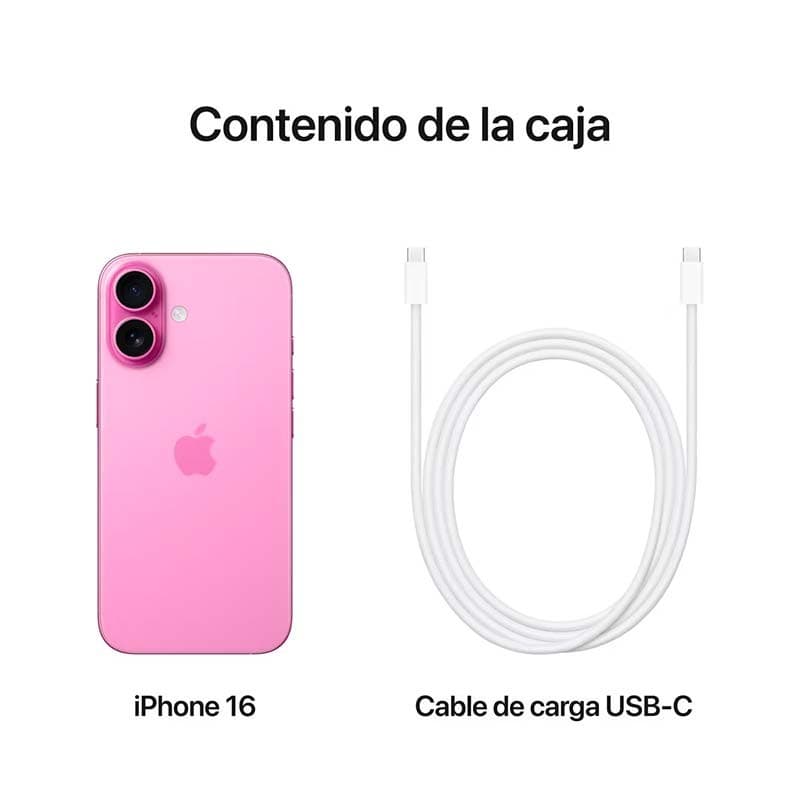 contenido del embalaje del Teléfono móvil Apple iPhone 16 Plus 5G 128GB Rosa