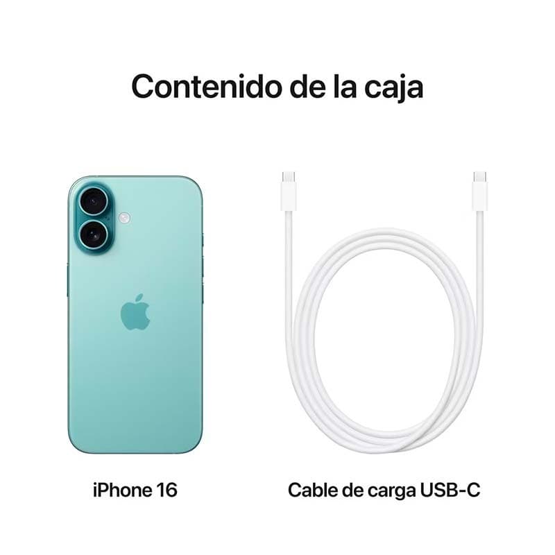 contenido del embalaje del Teléfono móvil Apple iPhone 16 5G 128GB Verde