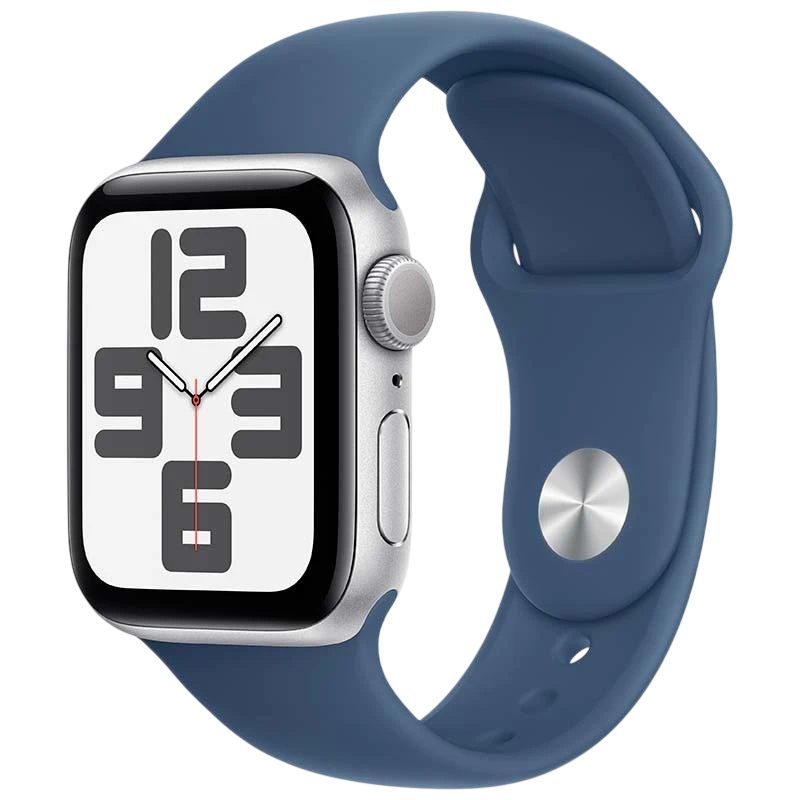 Apple Watch SE (2024) GPS 40mm Prateado com Bracelete Desportiva Azul S/M - Item