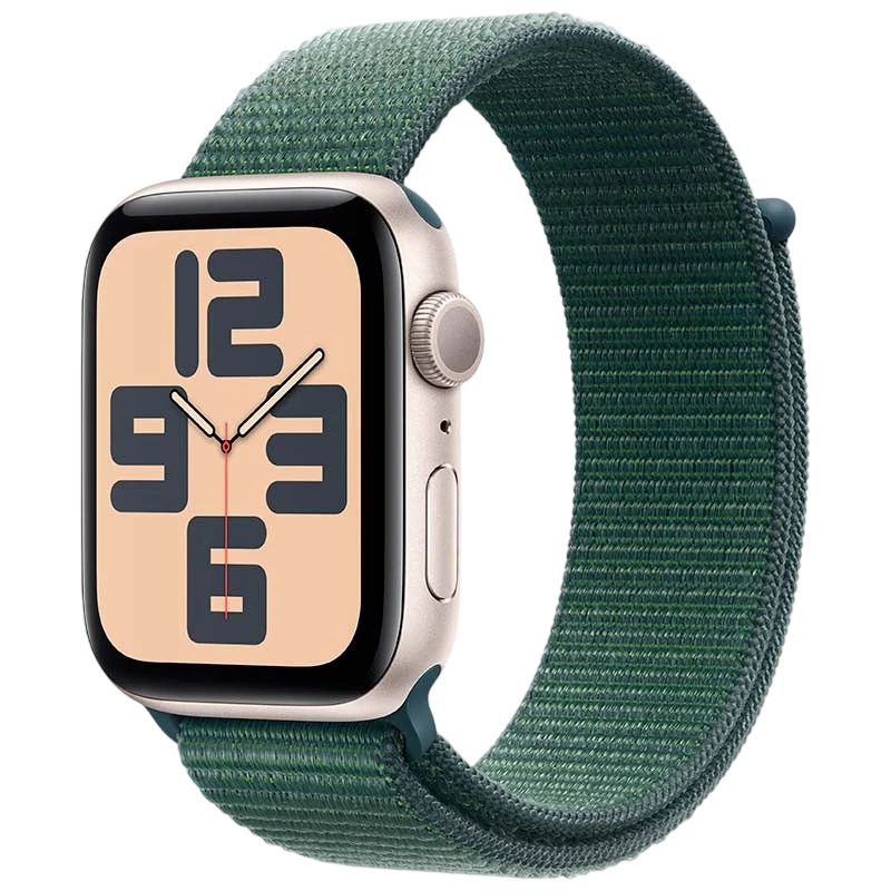 Apple Watch SE (2024) GPS 44mm Luz das Estrelas com Bracelete Loop Desportiva Verde - Item