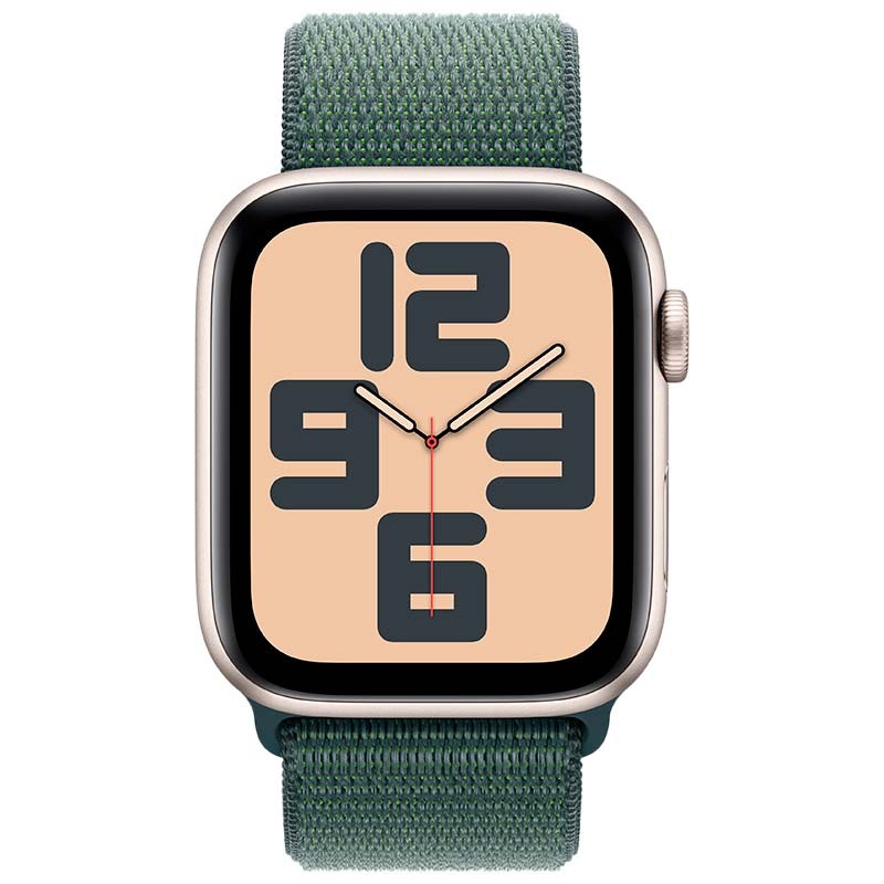 Apple Watch SE (2024) GPS 44mm Lumière Stellaire avec Bracelet Loop Sport Vert - Ítem1