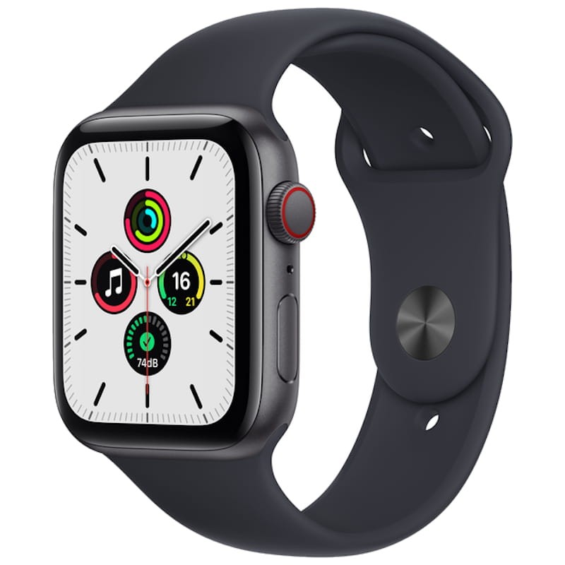 Apple Watch SE 44mm Cellular Aluminium Gris Sidéral - Bracelet Sport Noir