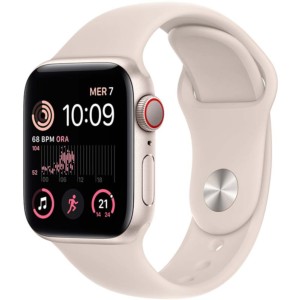 Montre Connectée Apple Watch SE GPS+Cellular 40mm Aluminium avec Bracelet Sport Lumière stellaire