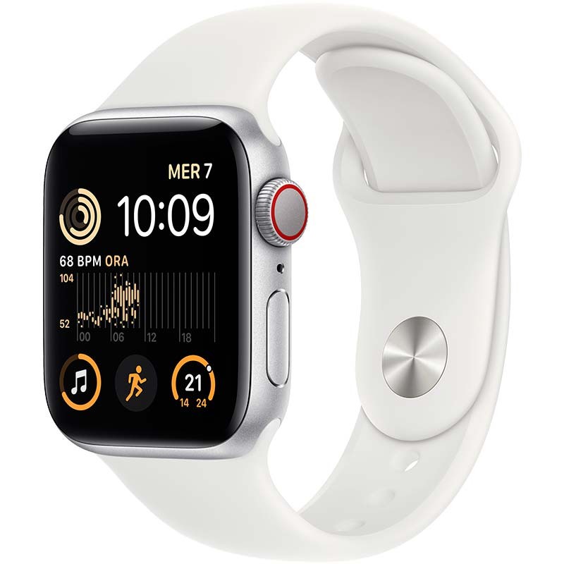 Montre Connectée Apple Watch SE GPS+Cellular 44mm Aluminium Argent avec Bracelet Sport Blanc - Ítem