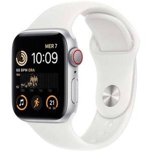 Montre Connectée Apple Watch SE GPS+Cellular 44mm Aluminium Argent avec Bracelet Sport Blanc