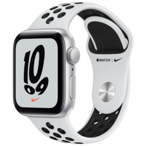 Apple Watch SE Nike GPS 40mm Argent Aluminium Bracelet de sport Noir-Platine