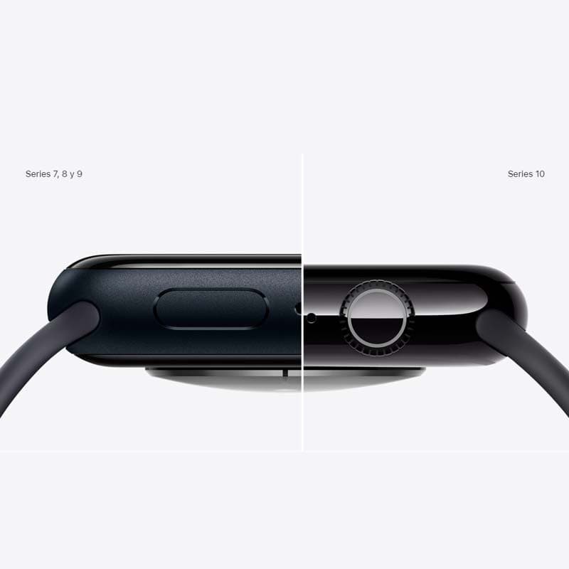 Apple Watch Series 10 GPS 42mm Aluminium Or rose avec Bracelet Boucle Sport Prune - épaisseur