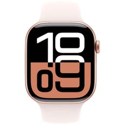 Apple Watch Series 10 GPS 46mm Alumínio Rosa‑dourado com Bracelete Desportiva M/L - vista frontal