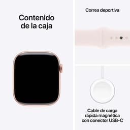 Apple Watch Series 10 GPS 46mm Alumínio Rosa‑dourado com Bracelete Desportiva M/L - conteúdo da embalagem